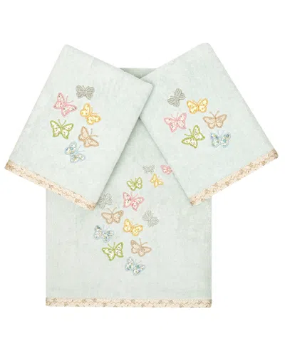 LINUM HOME TURKISH COTTON MARIPOSA EMBELLISHED 3-PC. BATH TOWEL SET