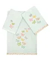 Linum Home Turkish Cotton Mariposa Embellished 3-pc. Bath Towel Set In Aqua