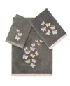 Linum Home Turkish Cotton Mariposa Embellished 3-pc. Bath Towel Set In Charcoal
