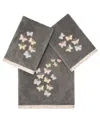 Linum Home Turkish Cotton Mariposa Embellished 3-pc. Bath Towel Set In Charcoal