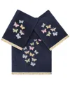 Linum Home Turkish Cotton Mariposa Embellished 3-pc. Bath Towel Set In Marine