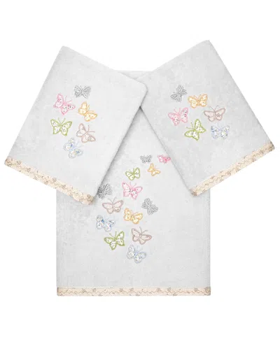 LINUM HOME TURKISH COTTON MARIPOSA EMBELLISHED 3-PC. BATH TOWEL SET