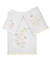 Linum Home Turkish Cotton Mariposa Embellished 3-pc. Bath Towel Set In Silver