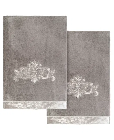 Linum Home Turkish Cotton May Embellished 2-pc. Bath Towel Set In Charcoal