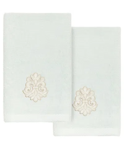 Linum Home Turkish Cotton May Embellished 2-pc. Fingertip Towel Set In Aqua