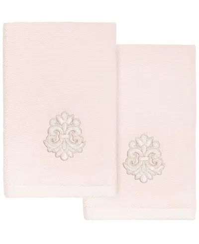 Linum Home Turkish Cotton May Embellished 2-pc. Fingertip Towel Set In Blush