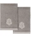 Linum Home Turkish Cotton May Embellished 2-pc. Fingertip Towel Set In Charcoal