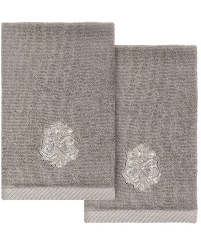 Linum Home Turkish Cotton May Embellished 2-pc. Fingertip Towel Set In Charcoal