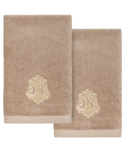 Linum Home Turkish Cotton May Embellished 2-pc. Fingertip Towel Set In Cocoa
