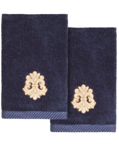 Linum Home Turkish Cotton May Embellished 2-pc. Fingertip Towel Set In Marine