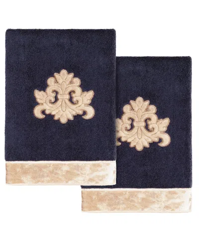Linum Home Turkish Cotton May Embellished 2-pc. Hand Towel Set In Marine