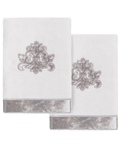Linum Home Turkish Cotton May Embellished 2-pc. Hand Towel Set In Silver