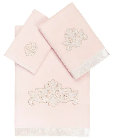 Linum Home Turkish Cotton May Embellished 3-pc. Bath Towel Set In Blush