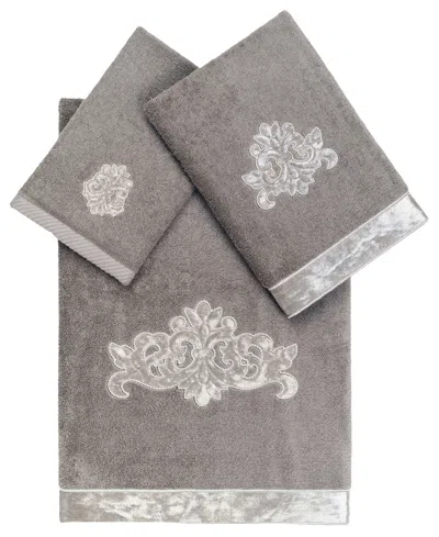 Linum Home Turkish Cotton May Embellished 3-pc. Bath Towel Set In Charcoal