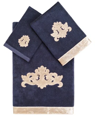 Linum Home Turkish Cotton May Embellished 3-pc. Bath Towel Set In Marine