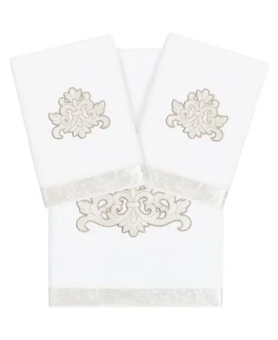 Linum Home Turkish Cotton May Embellished 3-pc. Bath Towel Set In White