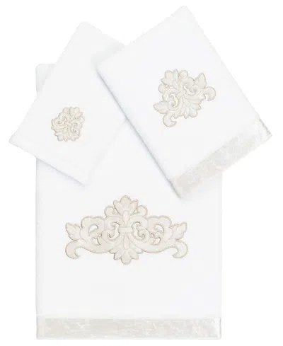 Linum Home Turkish Cotton May Embellished 3-pc. Bath Towel Set In White