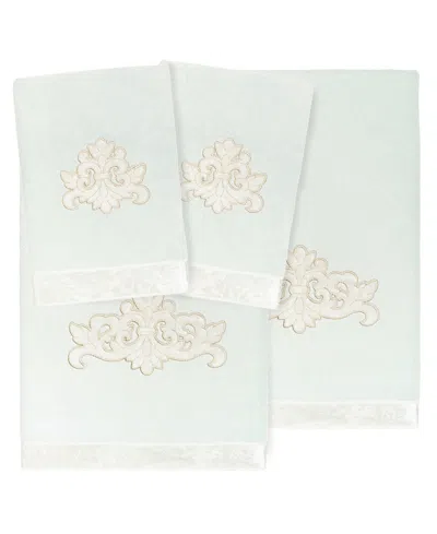 Linum Home Textiles Turkish Cotton May Embellished Towel Set, 4 Piece In Aqua