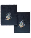 Linum Home Turkish Cotton Penelope Embellished 2-pc. Washcloth Set In Navy