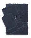 Linum Home Turkish Cotton Personalized Denzi 3-pc. Bath Towel Set In Blue