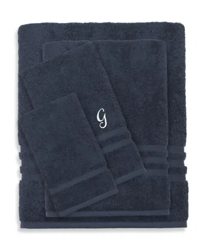 Linum Home Turkish Cotton Personalized Denzi 4-pc. Bath Towel Set In Blue