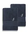 Linum Home Turkish Cotton Personalized Denzi Bath Sheet Set, 66" X 35" In Blue