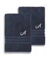 Linum Home Turkish Cotton Personalized Denzi Bath Towel Set, 54" X 27" In Blue