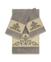 Linum Home Turkish Cotton Scarlet 3-pc. Embellished Towel Set Bedding In Dark Grey