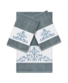 Linum Home Turkish Cotton Scarlet 3-pc. Embellished Towel Set In Teal