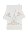 Linum Home Turkish Cotton Scarlet 3-pc. Embellished Towel Set Bedding In White