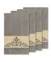 Linum Home Turkish Cotton Scarlet 4-pc. Embellished Bath Towel Set Bedding In Dark Grey