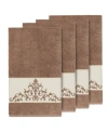 Linum Home Turkish Cotton Scarlet 4-pc. Embellished Bath Towel Set Bedding In Latte