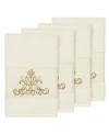 Linum Home Turkish Cotton Scarlet 4-pc. Embellished Hand Towel Set In Cream