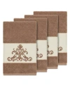 Linum Home Turkish Cotton Scarlet 4-pc. Embellished Hand Towel Set In Latte