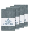 Linum Home Turkish Cotton Scarlet 4-pc. Embellished Hand Towel Set In Teal