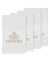 Linum Home Turkish Cotton Scarlet 4-pc. Embellished Hand Towel Set In White