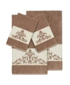 Linum Home Turkish Cotton Scarlet 4-pc. Embellished Towel Set Bedding In Latte