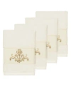 Linum Home Turkish Cotton Scarlet 4-pc. Embellished Washcloth Set Bedding In Cream