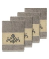 Linum Home Turkish Cotton Scarlet 4-pc. Embellished Washcloth Set Bedding In Dark Grey