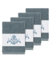 Linum Home Turkish Cotton Scarlet 4-pc. Embellished Washcloth Set In Teal