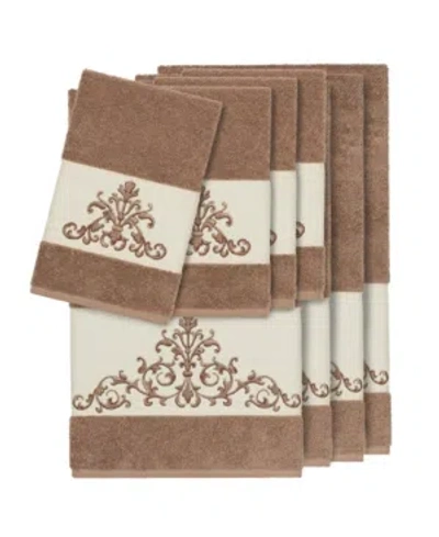 Linum Home Turkish Cotton Scarlet 8-pc. Embellished Towel Set Bedding In Latte
