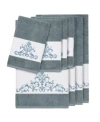 Linum Home Turkish Cotton Scarlet 8-pc. Embellished Towel Set In Teal