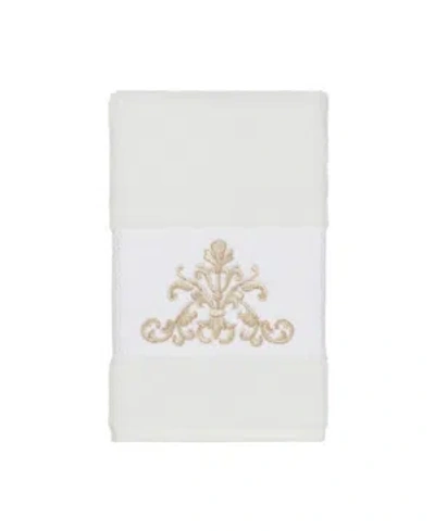 Linum Home Turkish Cotton Scarlet Embellished Hand Towel Bedding In White
