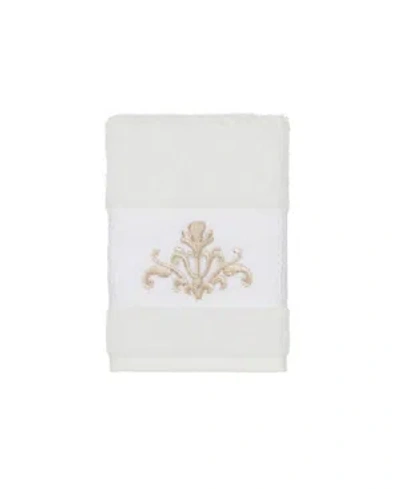 Linum Home Turkish Cotton Scarlet Embellished Washcloth Bedding In White