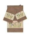 Linum Home Turkish Cotton Serenity 3-pc. Embellished Towel Set Bedding In Latte