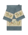 Linum Home Turkish Cotton Serenity 3-pc. Embellished Towel Set Bedding In Teal