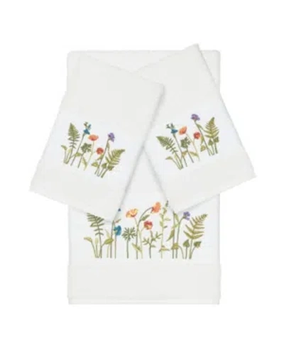 Linum Home Turkish Cotton Serenity 3-pc. Embellished Towel Set Bedding In White