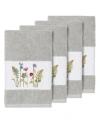 Linum Home Turkish Cotton Serenity 4-pc. Embellished Hand Towel Set In Light Grey
