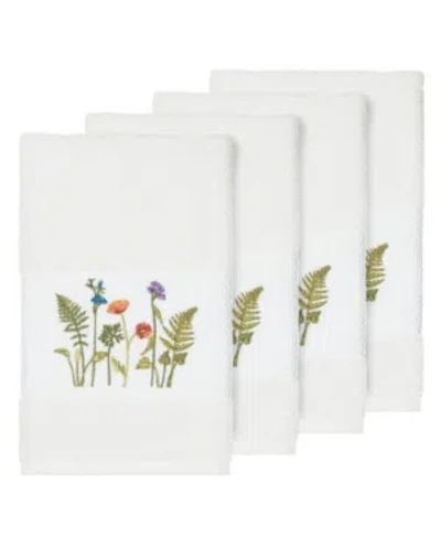 Linum Home Turkish Cotton Serenity 4-pc. Embellished Hand Towel Set Bedding In White
