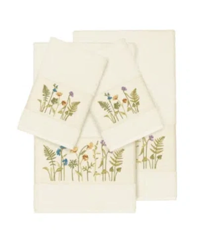 Linum Home Turkish Cotton Serenity 4-pc. Embellished Towel Set Bedding In Cream